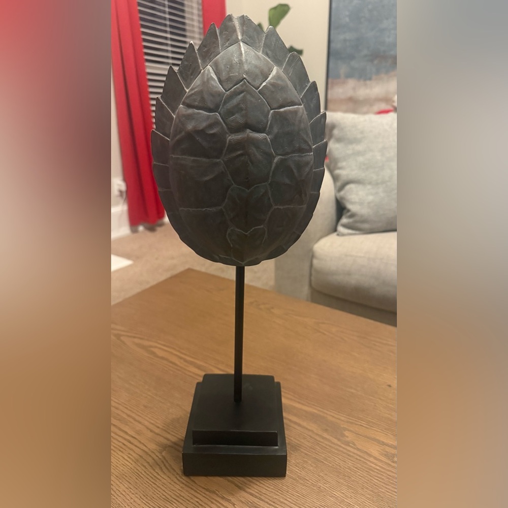 Decorative Turtle Shell Sculpture - Black Home Art Accent